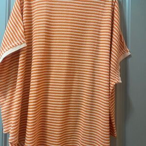 NWT Women’s Orange and White Striped Knit Sweater